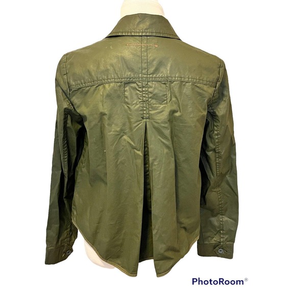 Anthropologie Hei Hei •XS•Coated Utility Swing Jacket Waxed Green Military Field - Picture 4 of 8